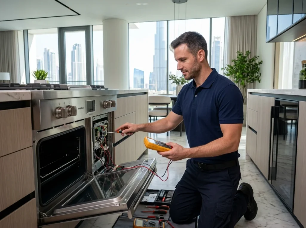 AE Appliances Repair Certified Technician Servicing Kitchen Appliances in Dubai