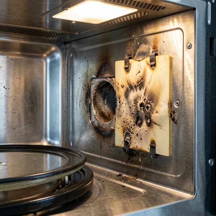 Microwave sparking arcing flashes inside